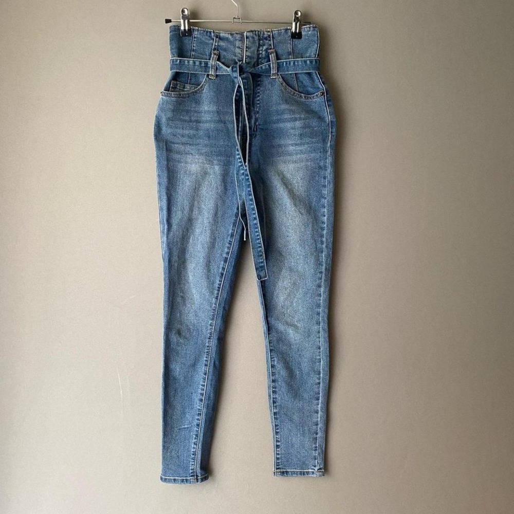 Highway Cotton Y2K Paperbag Waist Skinny Denim Jeans Size 1 Blue